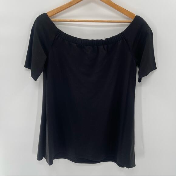 The Nines by HATCHT Maternity Short Sleeve Off the Shoulder Ponte Top Black XL - Picture 6 of 9